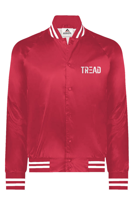 TREAD Red Satin Baseball Varsity Jacket